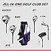 Aspire XD1 Womens Golf Clubs Full Set, Includes Driver, Fairway, Hybrid, 6-PW Irons, Putter, Stand Bag, 3 H/C's, Ultra-Light Graphite Shafts, Golf Clubs Women Right Handed, Comes in 3 Sizes, Purple