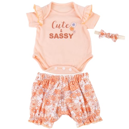 Aori Lifelike Baby Dolls Clothes 20 Inch Pink Shirt and Floral Pants Set for 17-20 in Realistic Reborn Girl Doll