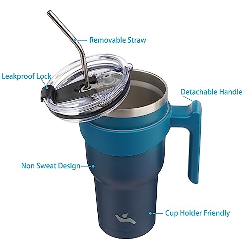 Image of Konokyo 30 oz Tumbler with Handle and Straw, Insulated Travel Mug