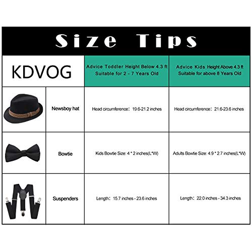 Kdvog 1920S Great Gatsby Gangster Newsboy Hat Cap Costume Accessories, Kids Boys Suspenders And Bow Tie Set Adjustable Y Back #TOP1