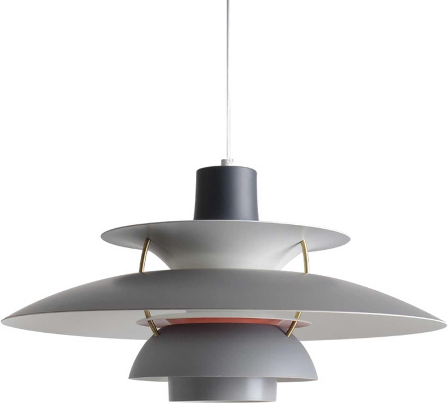 Modern PH5 Pendant Lamp, Matte Grey Chandelier with LED Bulb, Danish Pendant Light, Minimalist UFO Ceiling Lighting 50CM