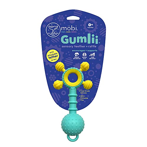 Image of MOBI Gumlii Sensory Teether Rattle - Best Baby Toys 0-6 Months | Sensory Toys for Teething Babies | Newborn and Infant Baby Toys with Rattles and Baby Teethers for Boy or Girl