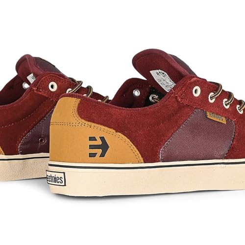 Image of Etnies Barge LS - Classic Skate Look, Slim Vulcanized Silhoutte, Hefty Armored Collar, Reinforced Vulc - Burgundy /Brown - 9