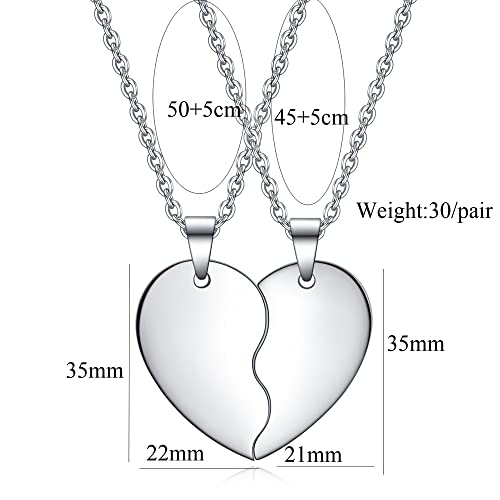 Kingbell 2Pcs/Set Matching Heart Couple Necklace Interlocking Necklace For Lover Couple Bff Custom Text #TOP2