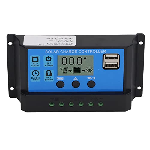 Mingzhe Regulador Fotovoltaico PWM Pantalla LCD MPPT Cargador Solar con Salida USB Dual para Carga Solar 12V 24V (100A)