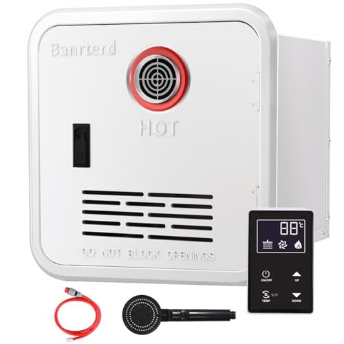 Banrterd RV Tankless Water Heater, 55000 BTU On Demand Instant Hot Water Heater, High Altitude Available, 15x15 inch White Door and Front Water Outlet, DC 12V CSA Certificated, Compatible with all RVs by Banrterd - Used condition - US$208.75