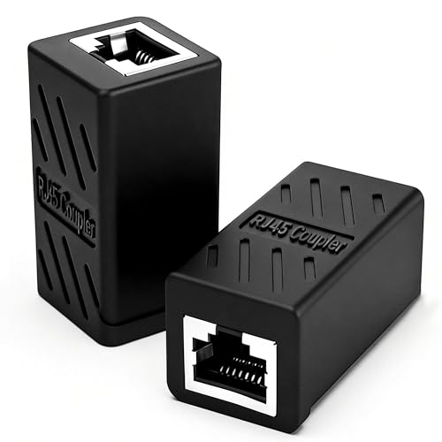 Bitone Connettori RJ45,10 Gbps 2 Pezz Connettore Prolunga Cavo Lan,Estensore di Rete Femmina RJ45 per Cavo LAN Ethernet Compatibile con Cat7,Cat6,Cat5e,Cat5