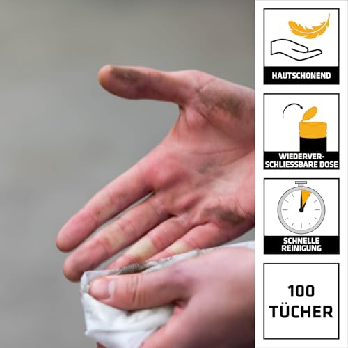 Sika – Feuchte Reinigungstücher – Sika PowerClean - Weiß – Ideal für die Werkstatt – Saubere Hände ohne Waschen – Spenderbox mit 100 Tüchern