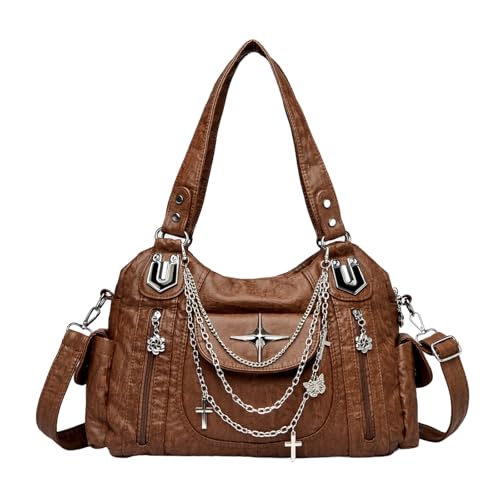 KOBONA Bolsos Hobo para mujer Bolso de hombro de cuero vegano Y2k Crossbody Hobo Satchel Bolso de hombro con múltiples bolsillos Bolso de mano con correa ajustable para damas Trabajo Compras Viajes