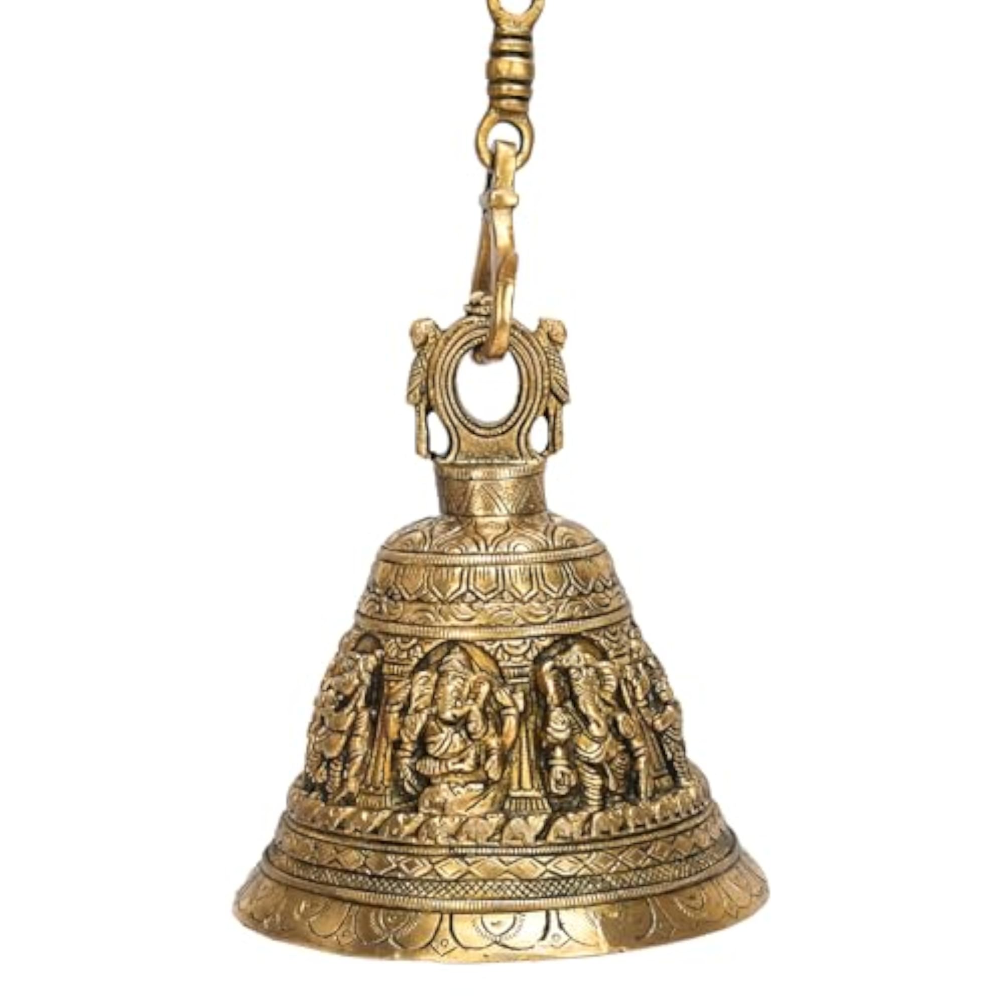 Pure Brass Ashta-Vinayaka Deep Sound Ghanta Temple Hanging Bell