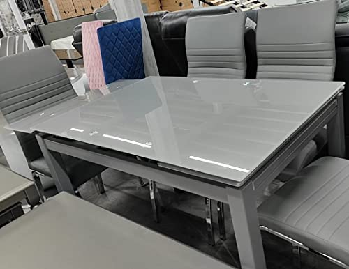 Modernique® Black Grey Extending Dining Table 80-130 x 80 cm, 110-170 x 70 cm Modico Tempered Glass Dining Table with Adjustable feet - Image 5