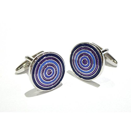 Mancuernillas para hombre RGT tonos azules círculos concéntricos miniatura 1