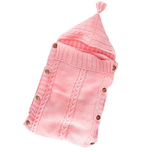 Image of XMWEALTHY Newborn Baby Wrap Swaddle Blanket Knit Wrap Blanket Bag Receiving Blankets Stroller Wrap for Baby Light Pink 0-6 Month