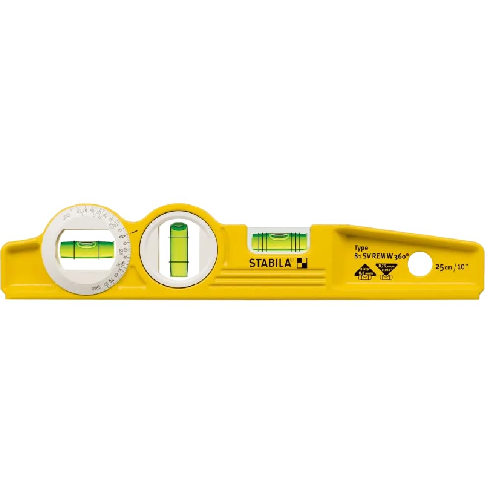 Stabila 25360 Die Cast Magnetic Torpedo with 360-degree Vial and V-Groove Frame