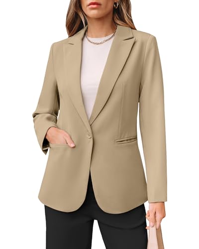 luvamia Dress Jackets for Women Fashion Dressy Casual Work Outfits for Women Beige Size X-Large Size 16 Size 18