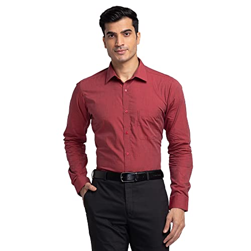 Image of Raymond Men's Pure Cotton Fil-A-Fil Pattern Slim Fit Semi Cutaway Collar Full Sleeve Formal Shirt