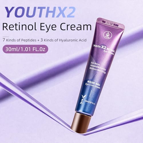MEDB Youth X2 Eye Cream – Korean Skincare with Peptides & Cooling Triple Roller for Hydrated, Refreshed Eyes – 30ml / 1.01 fl oz