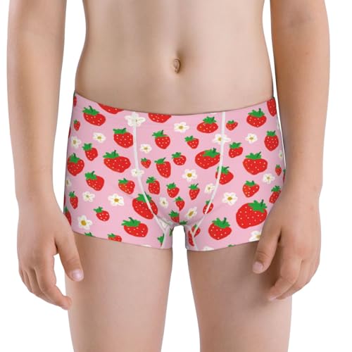Boys' Cotton Boxer Brief Soft Underwear-Hand Drawn Strawberry