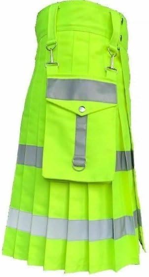 New Man's Florescent Working Man's Rescue Scottish Traditional Utility Green Kilt