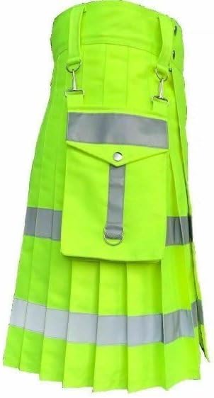 New Man's Florescent Working Man's Rescue Scottish Traditional Utility Green Kilt