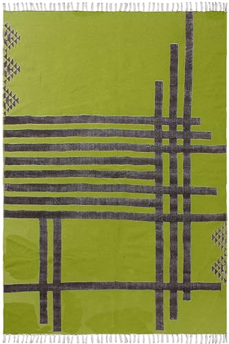 Tapis de couloir lavable Kilim en coton jaune pour résoudre le manque de couleur des petits sols