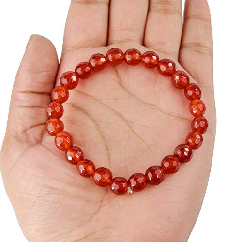 Image of Reiki Crystal Products Natural Crystal Stone 8 mm Faceted Diamond Cut Beads Bracelet for Men & Women | Reiki Charged Gemstone Bracelet | Multiple Stone Variants Available