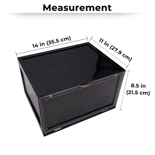 Image of Story@Home Stackable Sneaker Box Transparent - Pack of 1 | Shoe Storage Box for Sneakers Fits Upto Size 13 | Dustproof Sneaker Display Case Organizer | DIY Space-Saving Shoe Organizer - Black