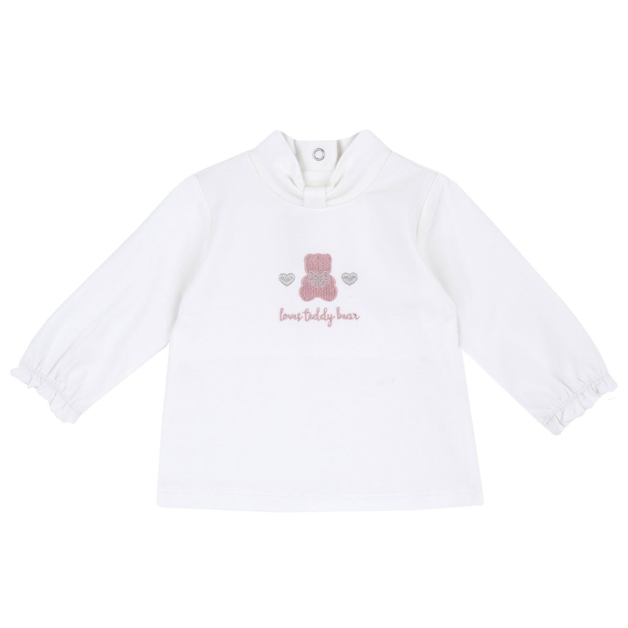 Chicco, T-Shirt für Mädchen, Rollkragen, mit Stickerei, Weiß, 92