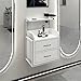 WSNCXFW Mobiletto da Parete sospeso per Salone, postazione da Parrucchiere a Parete con 2 cassetti portaoggetti e Supporto per asciugacapelli, Tavolo per Salone di Bellezza, Barbiere e Spa.,J immagine