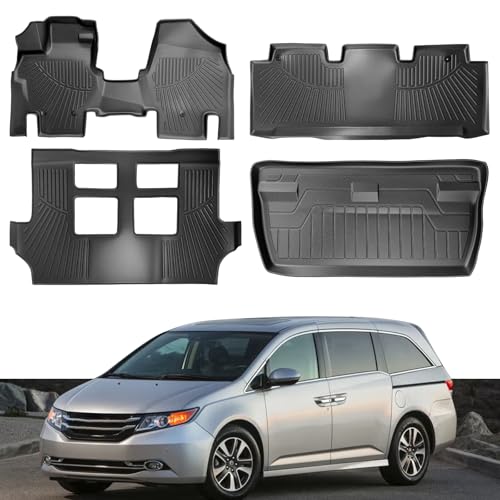 Floor Mats & Trunk Mat Fit for 2011-2017 Honda Odyssey 7-Seat All Weather Protection TPE Anti-Slip Floor Mats & Cargo Liner for 2011-2017 Honda Odyssey Accessories