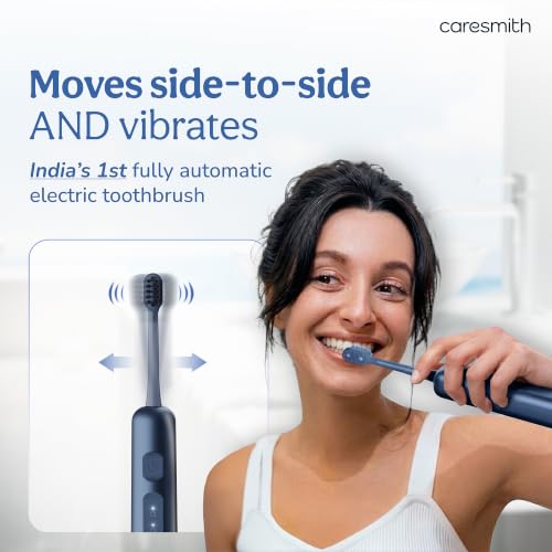 Image of Caresmith SPARK Vibrasonic Electric Toothbrush for Men & Women | Sonic Electric Brush with 2 Brush Heads | 5 Cleaning Modes for Deep Cleaning| Rechargeable Toothbrush with Long Battery Life for Adult