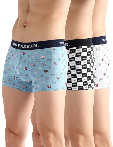 Image of U.S. Polo ASSN. Mens OET14 Anti Microbial Printed Underwear Trunks - Pack of 3