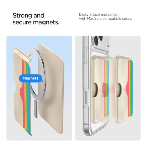 Image of CASEOLOGY By Spigen Folder Pop Magsafe Wallet [Non-Slip Silicon Patterned] Magnetic Card Holder For Iphone 16,15, 14, 13, 12, Series (Pu Leather, Suede|Rainbow, Sky Blue, Unisex)
