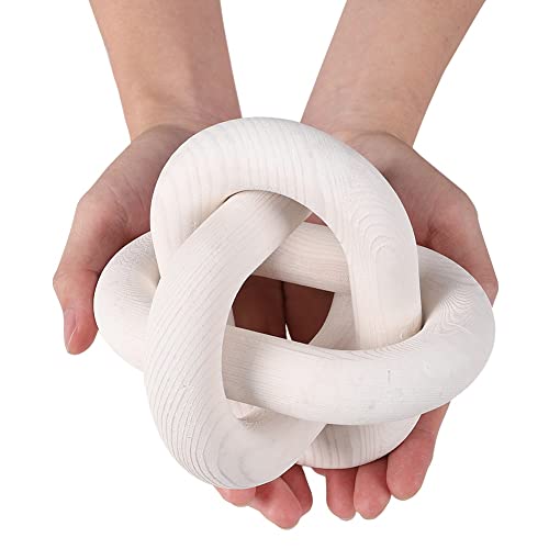 Wood Knot Chain Link Decor - 3 Link Boho Wooden Hand Carved Decorative Wooden Links Knots for Coffee Table Entryway Modern Farmhouse Shelf Decoration - Image 3