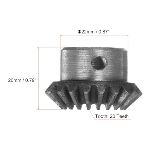 Image of HARFINGTON 2pcs Bevel Gear 1M 20 Teeth 10mm Shaft Hole 1:1 Tapered Bevel Pinion Gear 45# Steel 1.5 Module 90 Degree Steering Gear, for Hardware Mechanical Rotation
