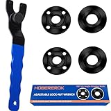 HOBEREROK Angle Grinder Wrench,Universal Adjustable & Nut Kit (5PCS) – 5/8-11 Lock Nut Fits Dewalt, Milwaukee, Makita, Ryobi, Bosch 4.5'/5'/7' Grinders for Quick Nut Removal & Disc/Wheel Replacement