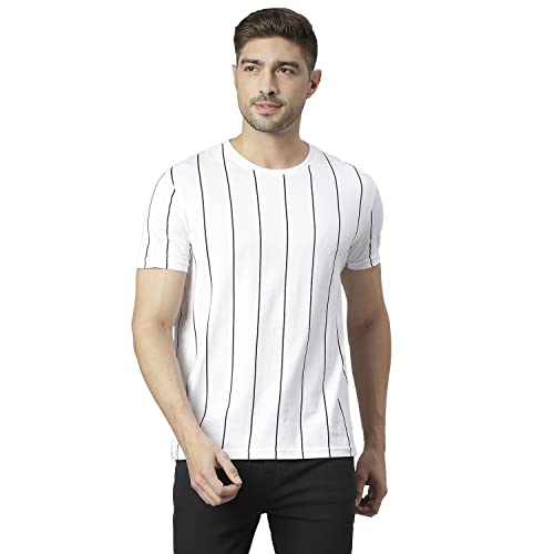 Image of Dennis Lingo Men's Pure Cotton Striped Half Sleeves Casual T-Shirt