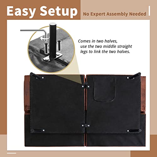 Iululu Futon Bed, Faux Leather Sofa Couch With Memory Foam, Modern Convertible Sleeper Daybed With Adjustable Armrests For Studio, Apartment, Office, Dorm, Easy Assembly, Chestnut #TOP7