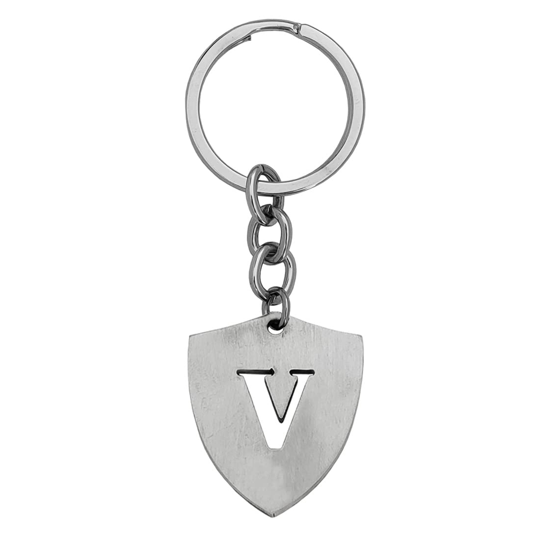 M Men Style English Alphabet Initial Charms Letter Initial V Alphabet Silver Stainless Steel Letters Script Name KeyChain from A-Z For Men And Women