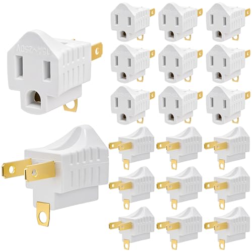 ZEAYEA 20 Pack 3 Prong to 2 Prong Adapter, Polarized Grounding Converter, Grounding Outlet Adapter...