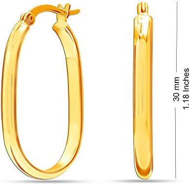 Charmsy Sterling Silver Jewelry Light-Weight Click-Top Rectangular Square Hoop Earrings for Women