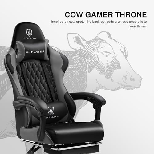 Sedia Gaming Ergonomica Sedia da Gaming Reclinabile con Schienale Regolabile, Poggiapiedi & Poggiatesta e Cuscino Lombare per Youtube Livestreaming Playstation Grigio - Sedia gaming - Immagine 7