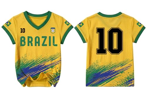 Unisex Kids Soccer Cup 2026 Shirt Boys Girls Mesh Soccer Jersey Youth V-Neck USA Mexico Jersey Argentina Brazil Tops Yellow