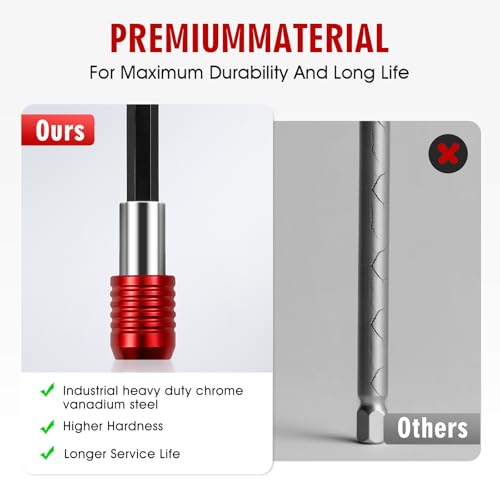 2/4/6/12\'\' Drill Bit Extension with Magnetic Bit Holder, 1/4\'\' Hex Drill Extension Bit Holder for Impact Driver, Cr-V Steel Quick Release (4PCS)