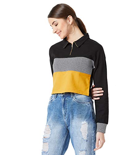 Image of Miss Chase Women's Multicolor Colorblock Crop Sweatshirt