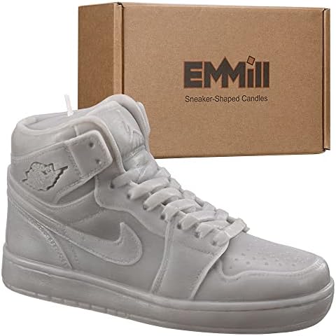 EMMill Extra Large Sneaker Shoe Candle - Grey - 7” x 4” - Vanilla Scented, Realistic Detail, 100% Soy Wax, Strong Cotton Wick. Perfect Decoration for Home Decor, Living Room, Bedroom
