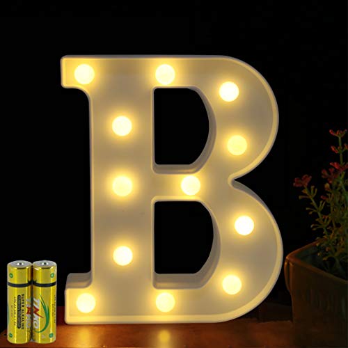 HONPHIER - Letras luminosas con letra luminosa y letra de luces LED, funciona a pilas para recepciones, fiestas, bodas, casas, bares, decoración (B)