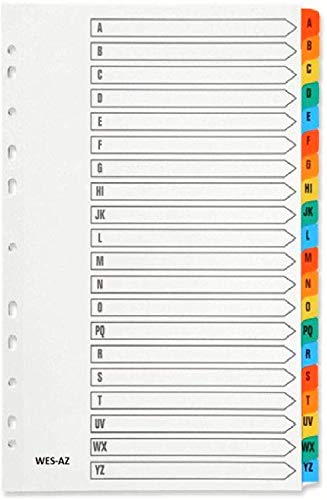 A4 A-Z Divider Multi Coloured Tabs (Pack of 10)