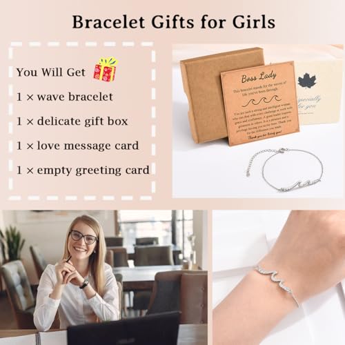 Image of Wave Bracelet Gifts for Mom Grammy Nana Boss Lady Best Friends Sister Daughter Granddauhgter Niece, Christmas Birthday Easter Valentines Day Graduation Gifts for Women Her Girls