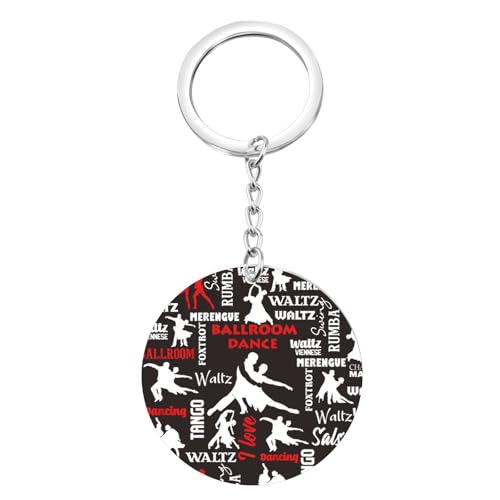 LQRI Ballroom Dance Instructor Gift Dance Lovers Acrylic Keychain Tango Dancer Merchandise Ballroom Performance Keychain (black)